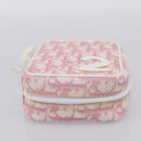 Christian Dior Trotter Canvas Pouch PVC Pink Silver Auth 203879-6