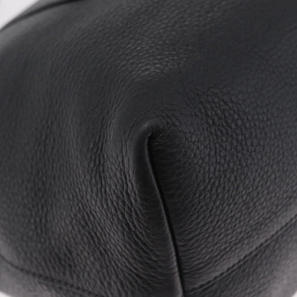 PRADA Tote Bag Vittero Dino Leather Black Gold Auth 203881V