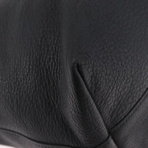 PRADA Tote Bag Vittero Dino Leather Black Gold Auth 203881V