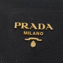 PRADA Tote Bag Vittero Dino Leather Black Gold Auth 203881V-20