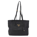 PRADA Tote Bag Vittero Dino Leather Black Gold Auth 203881V-13