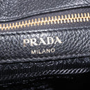 PRADA Tote Bag Vittero Dino Leather Black Gold Auth 203881V-23