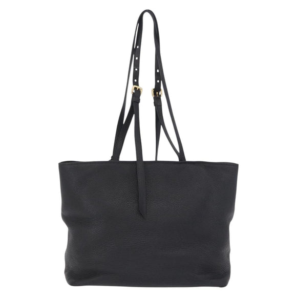 PRADA Tote Bag Vittero Dino Leather Black Gold Auth 203881V