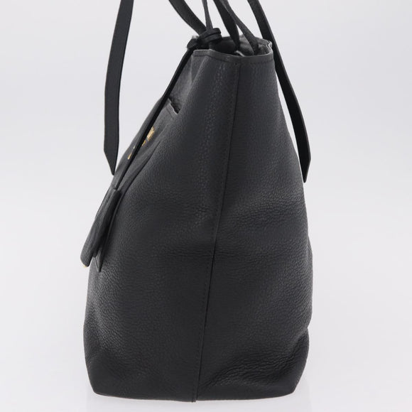 PRADA Tote Bag Vittero Dino Leather Black Gold Auth 203881V