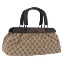 GUCCI GG Canvas Wood Handle Hand Bag Beige 112683 Auth 203883V-1