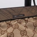 GUCCI GG Canvas Wood Handle Hand Bag Beige 112683 Auth 203883V-14