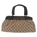 GUCCI GG Canvas Wood Handle Hand Bag Beige 112683 Auth 203883V-2