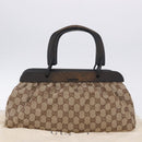 GUCCI GG Canvas Wood Handle Hand Bag Beige 112683 Auth 203883V-25