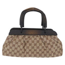 GUCCI GG Canvas Wood Handle Hand Bag Beige 112683 Auth 203883V-3
