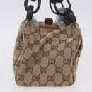 GUCCI GG Canvas Wood Handle Hand Bag Beige 112683 Auth 203883V-4