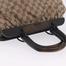 GUCCI GG Canvas Wood Handle Hand Bag Beige 112683 Auth 203883V-6