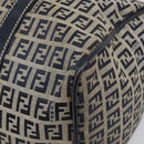 FENDI Zucchino Canvas Boston Bag Navy Silver Auth 203884-16
