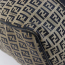 FENDI Zucchino Canvas Boston Bag Navy Silver Auth 203884-17