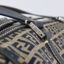 FENDI Zucchino Canvas Boston Bag Navy Silver Auth 203884-19