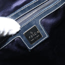 FENDI Zucchino Canvas Boston Bag Navy Silver Auth 203884-20