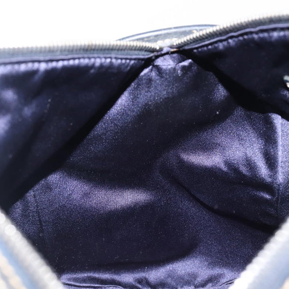 FENDI Zucchino Canvas Boston Bag Navy Silver Auth 203884