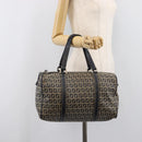 FENDI Zucchino Canvas Boston Bag Navy Silver Auth 203884-25