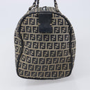 FENDI Zucchino Canvas Boston Bag Navy Silver Auth 203884-4