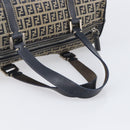 FENDI Zucchino Canvas Boston Bag Navy Silver Auth 203884-7