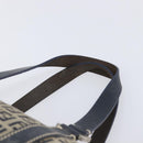 FENDI Zucchino Canvas Boston Bag Navy Silver Auth 203884-8