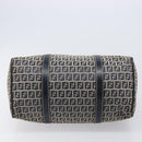 FENDI Zucchino Canvas Boston Bag Navy Silver Auth 203884-5