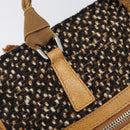 PRADA Hand Bag Leather Tweed Brown Silver Auth 203885A-18
