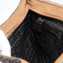 PRADA Hand Bag Leather Tweed Brown Silver Auth 203885A-23