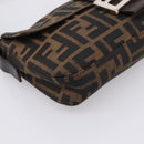 FENDI Zucca Canvas Mamma Baguette Shoulder Bag Black Brown Auth 203886V-15
