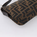 FENDI Zucca Canvas Mamma Baguette Shoulder Bag Black Brown Auth 203886V-17