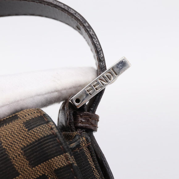 FENDI Zucca Canvas Mamma Baguette Shoulder Bag Black Brown Auth 203886V