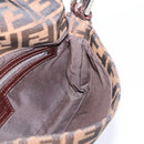 FENDI Zucca Canvas Mamma Baguette Shoulder Bag Black Brown Auth 203886V-21