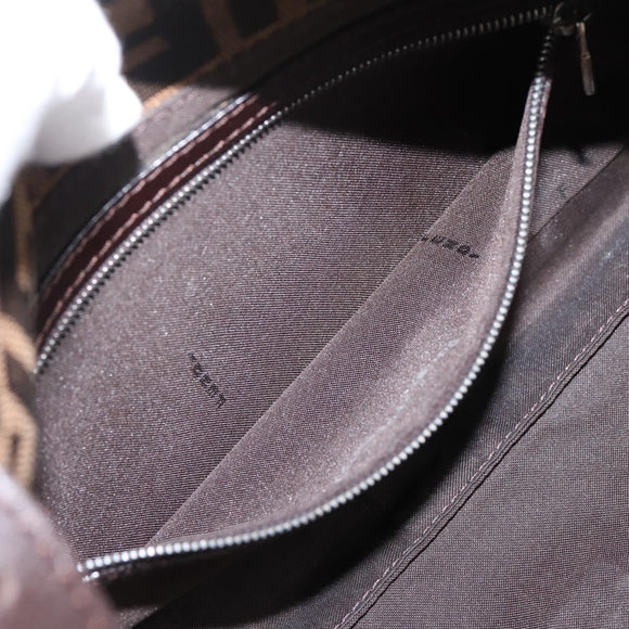 FENDI Zucca Canvas Mamma Baguette Shoulder Bag Black Brown Auth 203886V