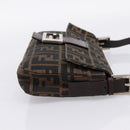 FENDI Zucca Canvas Mamma Baguette Shoulder Bag Black Brown Auth 203886V-4