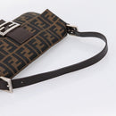 FENDI Zucca Canvas Mamma Baguette Shoulder Bag Black Brown Auth 203886V-7
