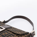 FENDI Zucca Canvas Mamma Baguette Shoulder Bag Black Brown Auth 203886V-8