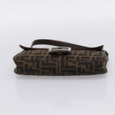FENDI Zucca Canvas Mamma Baguette Shoulder Bag Black Brown Auth 203886V-5