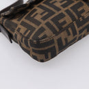 FENDI Zucca Canvas Mamma Baguette Shoulder Bag Black Brown Auth 203887V-15