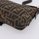 FENDI Zucca Canvas Mamma Baguette Shoulder Bag Black Brown Auth 203887V-16