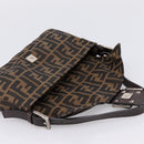 FENDI Zucca Canvas Mamma Baguette Shoulder Bag Black Brown Auth 203887V-19