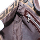 FENDI Zucca Canvas Mamma Baguette Shoulder Bag Black Brown Auth 203887V-22