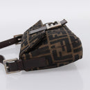 FENDI Zucca Canvas Mamma Baguette Shoulder Bag Black Brown Auth 203887V-3