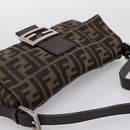 FENDI Zucca Canvas Mamma Baguette Shoulder Bag Black Brown Auth 203887V-6