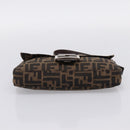 FENDI Zucca Canvas Mamma Baguette Shoulder Bag Black Brown Auth 203887V-5