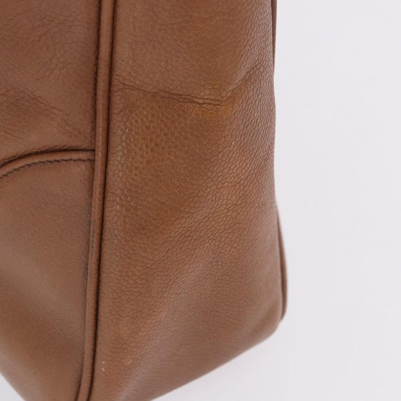 CHANEL Shoulder Bag Caviar Skin Brown Gold CC Auth 203890