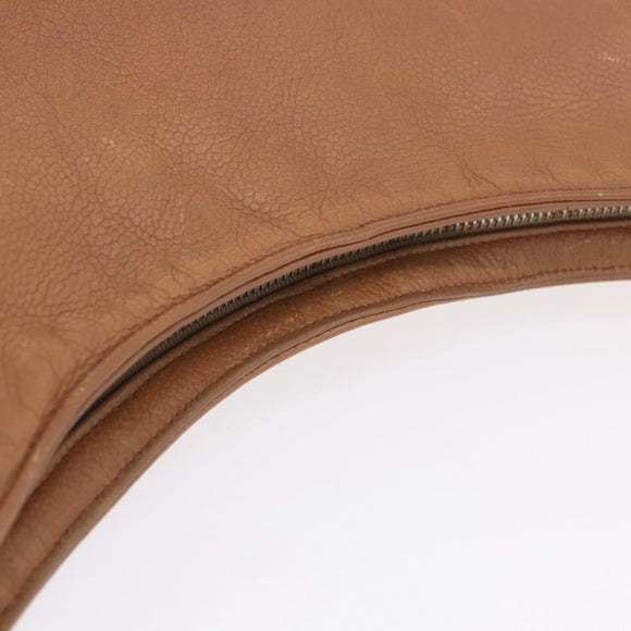 CHANEL Shoulder Bag Caviar Skin Brown Gold CC Auth 203890