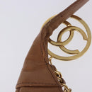 CHANEL Shoulder Bag Caviar Skin Brown Gold CC Auth 203890-20