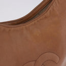 CHANEL Shoulder Bag Caviar Skin Brown Gold CC Auth 203890-3