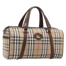 Burberrys Nova Check Boston Bag Canvas Beige Gold Auth 203894V-1