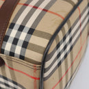Burberrys Nova Check Boston Bag Canvas Beige Gold Auth 203894V-9