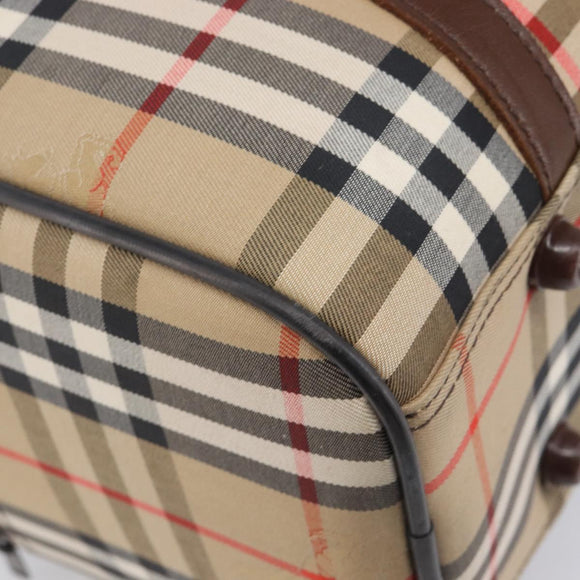 Burberrys Nova Check Boston Bag Canvas Beige Gold Auth 203894V